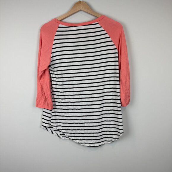 INFITTY Women's Casual Striped Raglan 3/4 Sleeve T Shirt Round Neck Baseball T - Picture 4 of 6